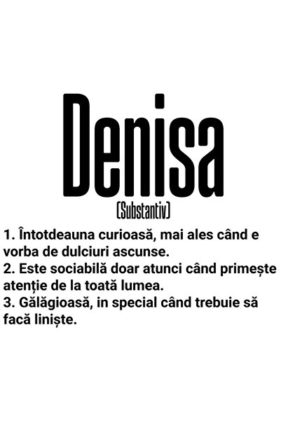 StoryGift Romania Sticker Cu Numele Denisa, Si Mesaj Amuzant, Curioasa, Socia...