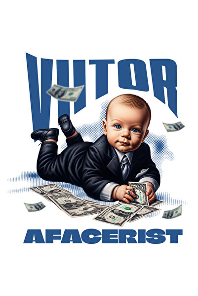 StoryGift Romania Sticker Autocolant 70CM Adeziv viitor afacerist bebe in costum office bancnote cu Margini Albe