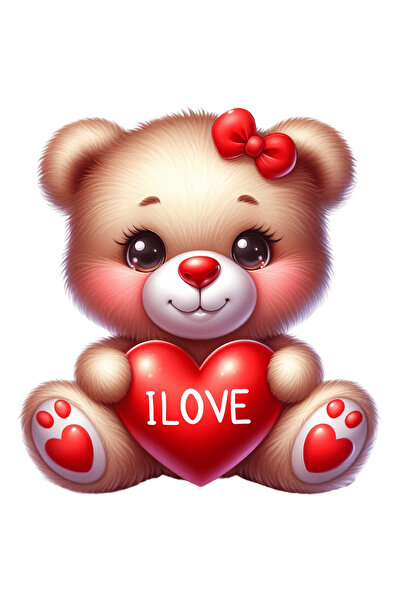 StoryGift Romania Sticker Autocolant 70CM cu ursulet tinand in brate o inima ...