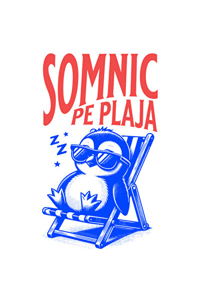 StoryGift Romania Sticker Autocolant 70CM Adeziv somnic pe plaja, pinguin cu ...