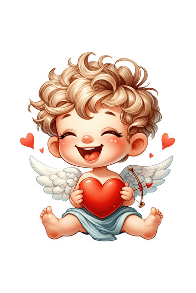 StoryGift Romania Sticker Adeziv 90CM cu un bebelus Cupidon care tine o inima in brate, apreciere, cadou, arc cu