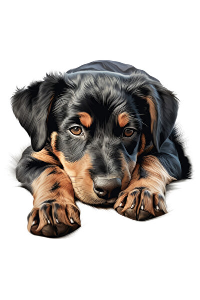 StoryGift Romania Sticker Eticheta 50CM cu un catelus negru somnoros, ilustra...