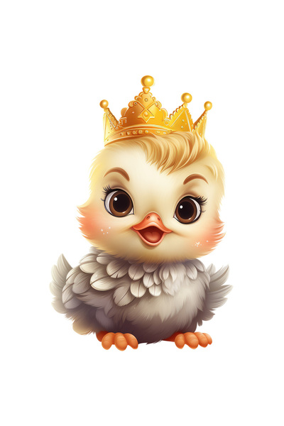 StoryGift Romania Sticker Eticheta 50CM cu un puisor cu coroana regala, ilust...