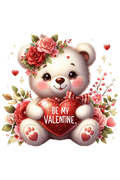 StoryGift Romania Sticker Eticheta 50CM cu o ursoaica vesela care tine o inim...