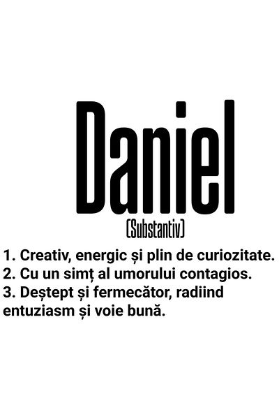 StoryGift Romania Sticker Cu Numele Daniel, Cu Mesaj Motivational, Creativ, Energic, Curios, Destept, Fermec