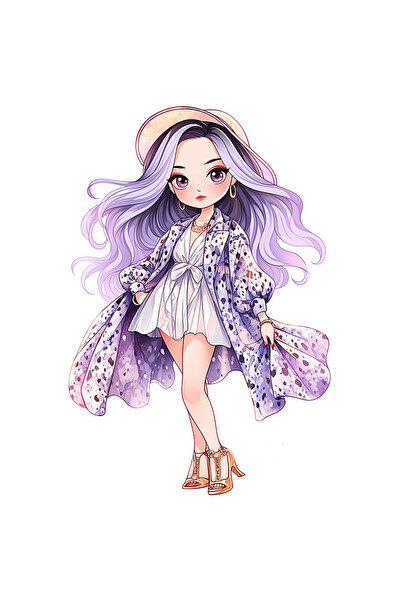 StoryGift Romania Sticker Autocolant 70CM cu o fata frumusica, ilustratie, im...