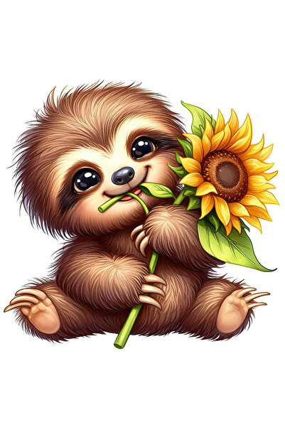 StoryGift Romania Sticker Autocolant 70CM cu un pui de Sloth/lenes care tine ...