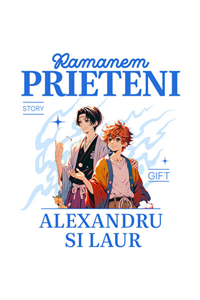 StoryGift Romania Sticker Cu Baieti Stil Anime Portret Text Ramanem Prieteni ...