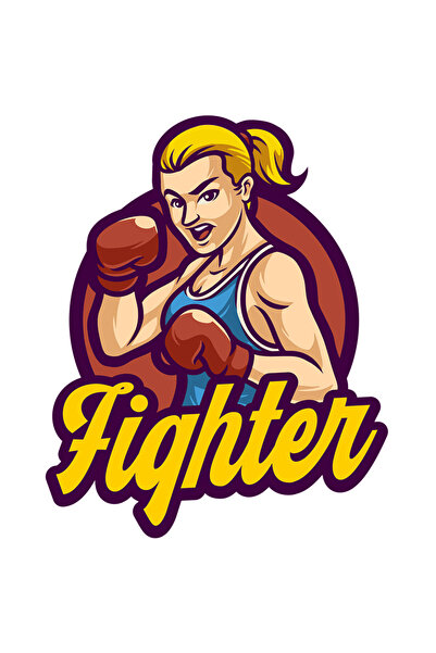 StoryGift Romania Sticker Eticheta 50CM Cu Mesaj Fightger, Femeie, Luptator, Emblema, Box, cu Margini Albe, PVC