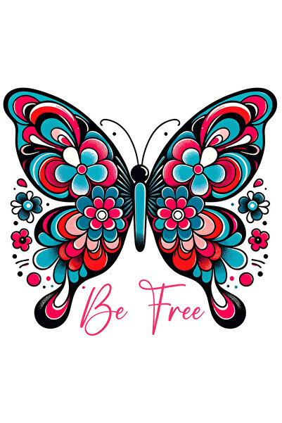 StoryGift Romania Sticker Autocolant 70CM cu mesajul "Be free", ilustratie, m...