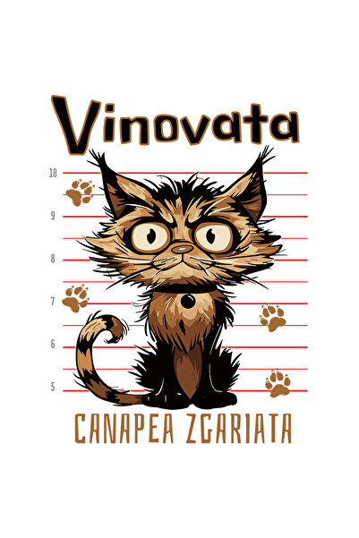 StoryGift Romania Sticker Autocolant 70CM Adeziv pisica vinovata canapea zgariata animal blanos cu Margini Albe,