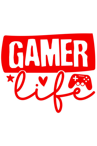 StoryGift Romania Sticker Eticheta 40CM Exterior cu textul in engleza "Gamer life" - viata de jucator pasionat ,