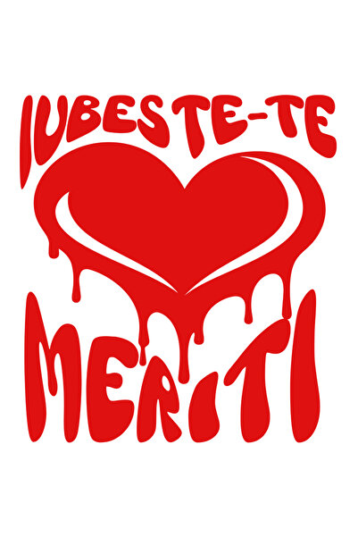 StoryGift Romania Sticker Autocolant 70CM Adeziv Inima Rosie Curgatoate Text ...