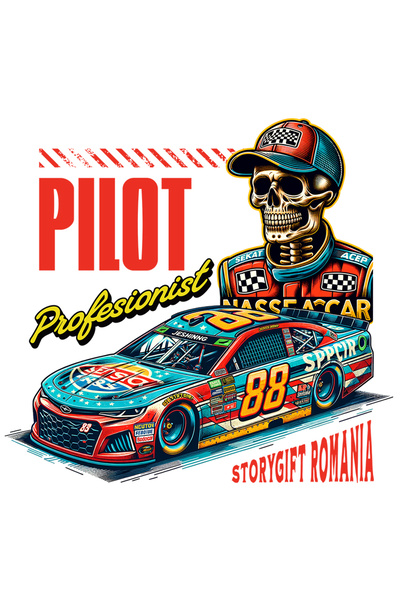 StoryGift Romania Sticker Autocolant 70CM Adeziv pilot profesionist masina de curse schelete cu Margini Albe, P