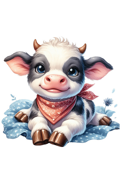 StoryGift Romania Sticker Autocolant 70CM cu o vacuta vesela care sta intinsa...