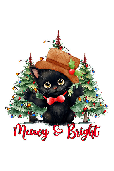 StoryGift Romania Sticker Autocolant 70CM cu pisoi negru cu mesajul "Meowy & ...