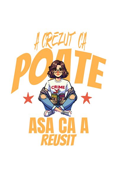 StoryGift Romania Sticker Autocolant 70CM Adeziv Fata mesaj motivational A crezut ca poate asa ca a reusit cu Ma