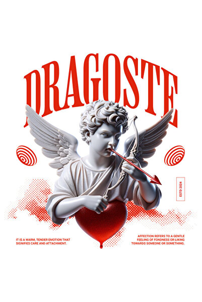 StoryGift Romania Sticker Autocolant 70CM cu Bust Statuie Cu Aripi Arc Cupidon Text Dragoste cu Margini Albe, PV