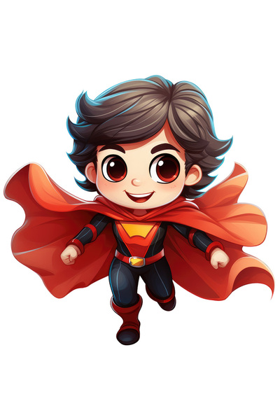 StoryGift Romania Sticker Adeziv 90CM cu un baiat erou, ilustratie, pelerina ...