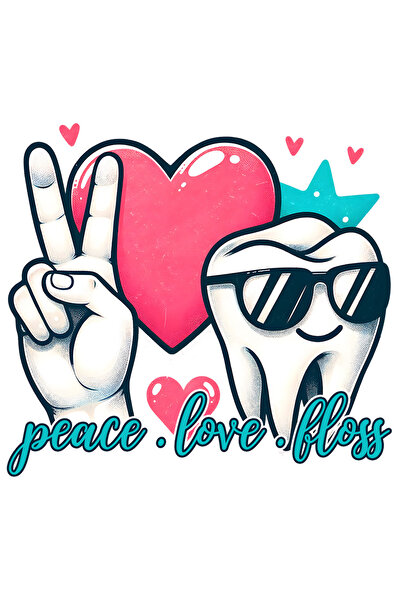 StoryGift Romania Sticker Eticheta 50CM cu mesajul "Peace. Love. Floss", prof...