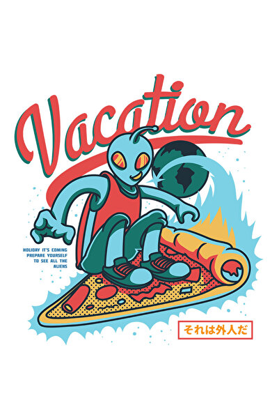 StoryGift Romania Sticker Autocolant 70CM Cu Extraterestru Albastru Pe Placa DE Surff Stil Pizza, Text In Englez