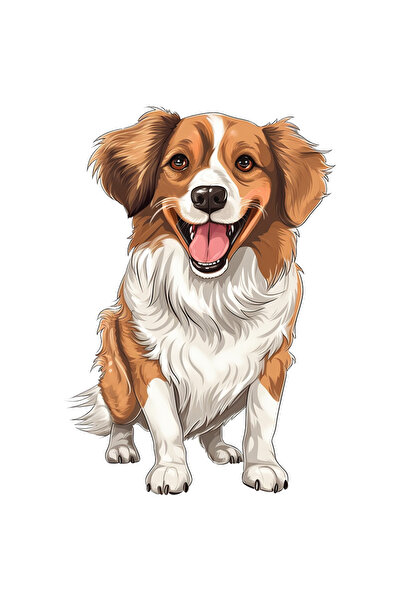 StoryGift Romania Sticker Autocolant 70CM cu un caine vesel, ilustratie, alb,...