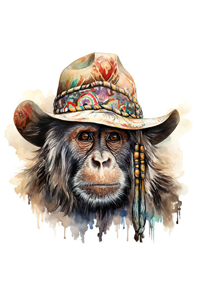 StoryGift Romania Sticker Autocolant 70CM cu o maimuta, ilustratie, palarie c...