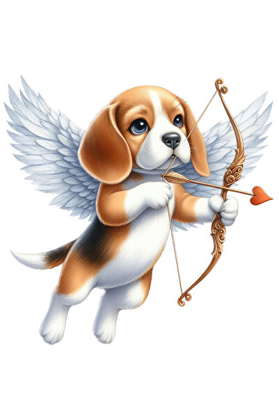 StoryGift Romania Sticker Adeziv 90CM cu un catel timid care trage cu arcul, are aripi si zboara, Cupidon, indra