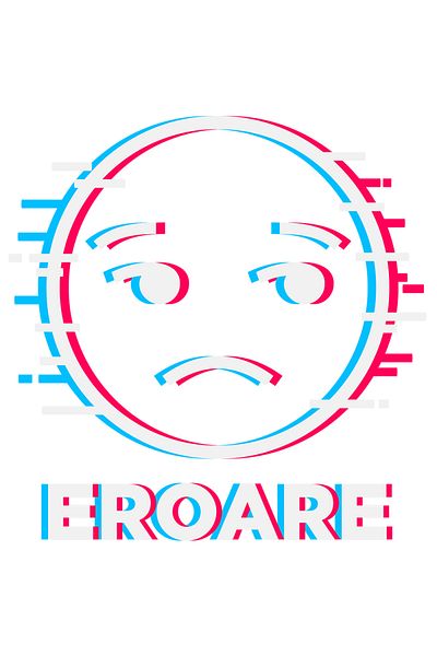 StoryGift Romania Sticker Eticheta 50CM Adeziv sad face calculator joc video Eroare, fata glitch cu Margini Albe