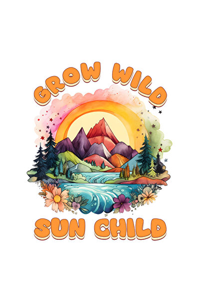 StoryGift Romania Sticker Adeziv 90CM cu peisaj montan cu mesajul "Grow wild,...