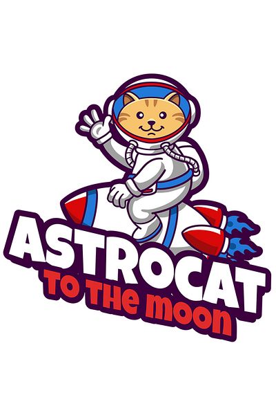 StoryGift Romania Sticker Eticheta 50CM Cu Mesaj In Engleza Astrocat To The Moon, Astronaut, Pisica, cu Margini