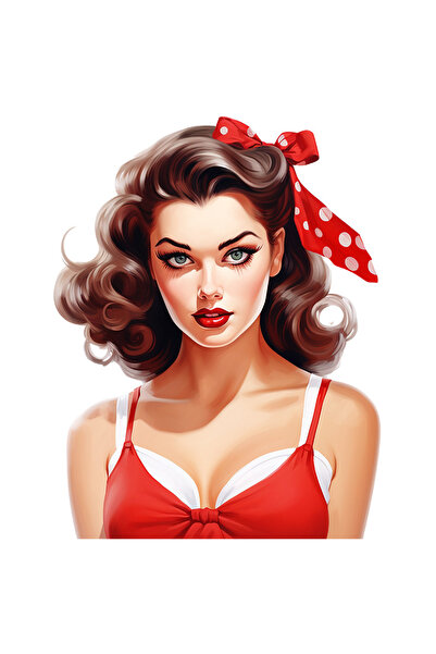 StoryGift Romania Sticker Autocolant 70CM cu o femeie cu par saten, ilustrati...