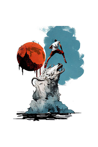 StoryGift Romania Sticker Eticheta 40CM Cu Pictura Saritura Inalta Basketball, Stanca Inalta, Sport De Echipa, O