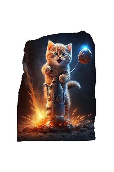 StoryGift Romania Sticker Autocolant 70CM Cu Pisica Deasupra Rachetei Spatial...