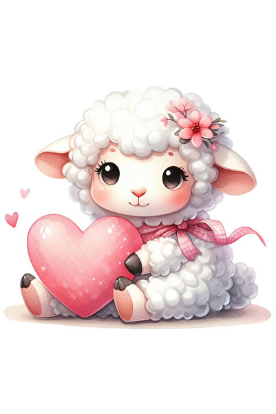 StoryGift Romania Sticker Cu O Oita Care Tine O Inima In Brate, Ilustratie, I...