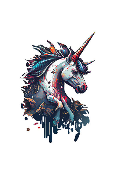 StoryGift Romania Sticker Adeziv 90CM Cu Portret Unicorn Puternic, Arta Curga...