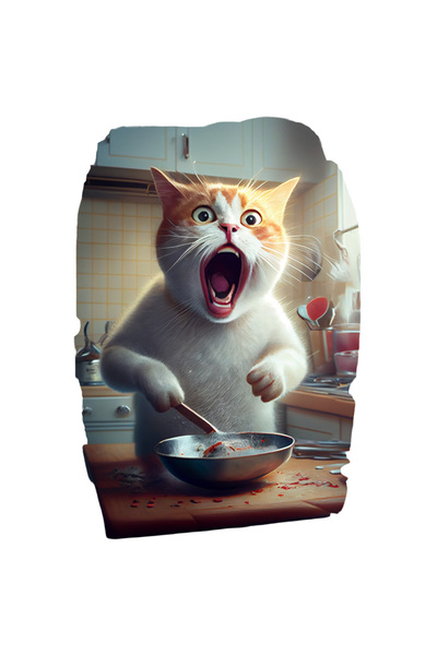 StoryGift Romania Sticker Eticheta 50CM Cu Pisica, Gatit, Bucatarie, Tigaie, ...