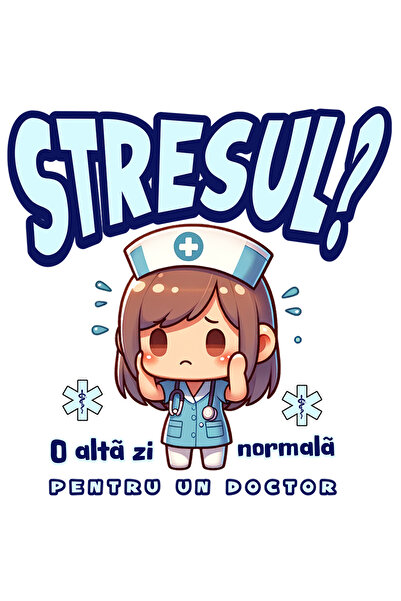 StoryGift Romania Sticker Eticheta 50CM Adeziv Femeie Doctor Asistenta, Stres...