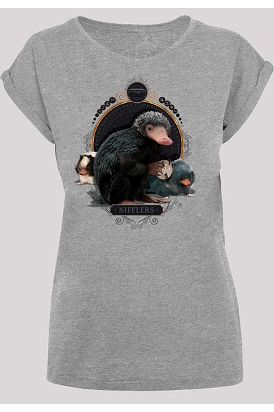 F4NT4STIC Damen Fantastic Beasts 2 Baby Nifflers With Ladies Extended Shoulder Tee