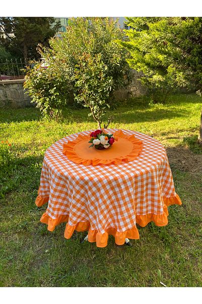LILYUM Στρογγυλό τραπεζομάντιλο με βολάν Gingham
