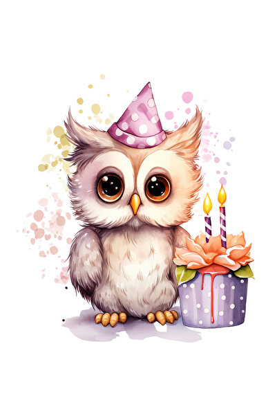 StoryGift Romania Sticker Autocolant 70CM cu o bufnita la aniversarea ei, ilu...