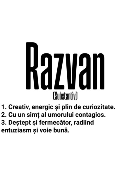 StoryGift Romania Sticker Autocolant 70CM Cu Numele Razvan, Cu Mesaj Motivati...