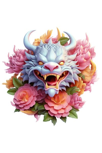 StoryGift Romania Sticker Autocolant 70CM cu un dragon chinezesc, ilustratie, anul dragonului, nou, floricele, r