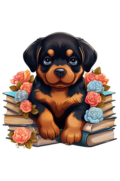 StoryGift Romania Sticker Eticheta 40CM cu un catelus Rottweiler care sta pe ...