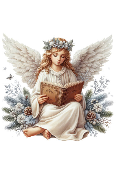 StoryGift Romania Sticker Cu Un Inger Care Citeste Dintr-o Carte, Ilustratie,...