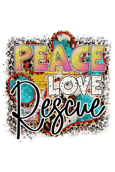 StoryGift Romania Sticker Eticheta 40CM cu mesajul "Peace, Love, Rescue", cai...