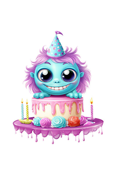 StoryGift Romania Sticker Cu O Creatura In Forma De Minge, Albastra, Ilustrat...