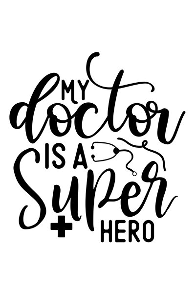 StoryGift Romania Sticker Autocolant 30CM Exterior cu textul "Doctorul meu e un supererou" , Vinyl Negru, 30 cm