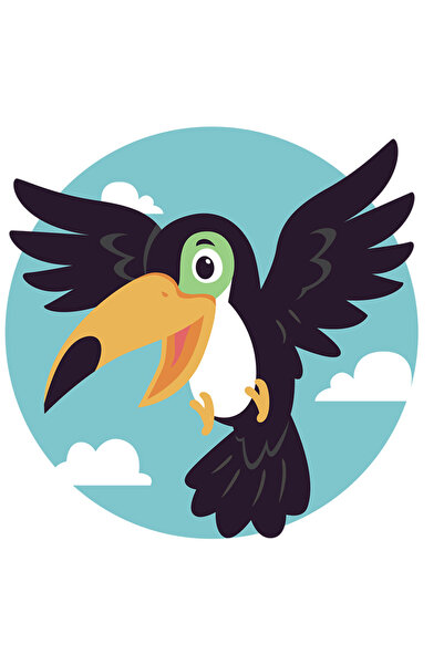 StoryGift Romania Sticker Adeziv 90CM Cu Tucan, Pasare, Exotic, Cer, Nori, Zb...