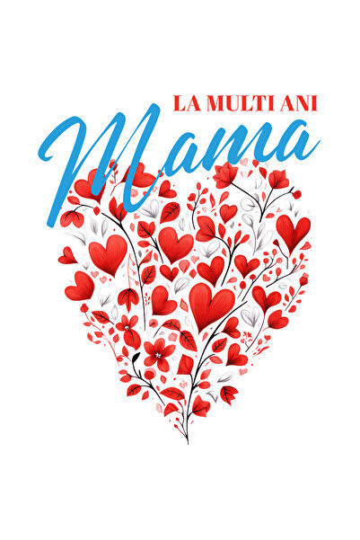 StoryGift Romania Sticker Adeziv 90CM cu Inima In Forma De Flori Text La Multi Ani Mama, Ziua Mamei cu Margini